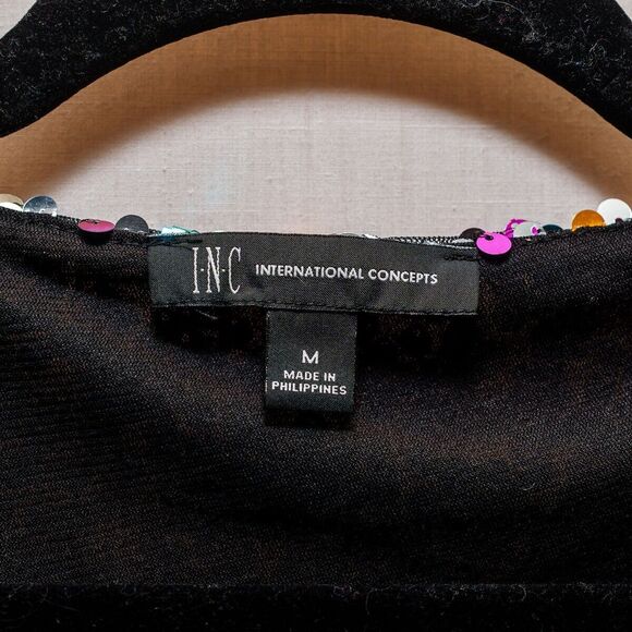 Inc International Concepts multi colored sequin top M womens party club NYE glam - Picture 2 of 5